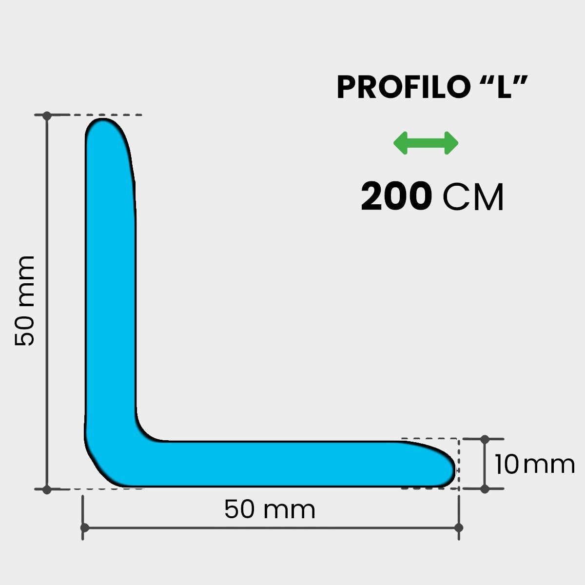 Profilo a L PE 50x50 mm 560 mtl 280 pz