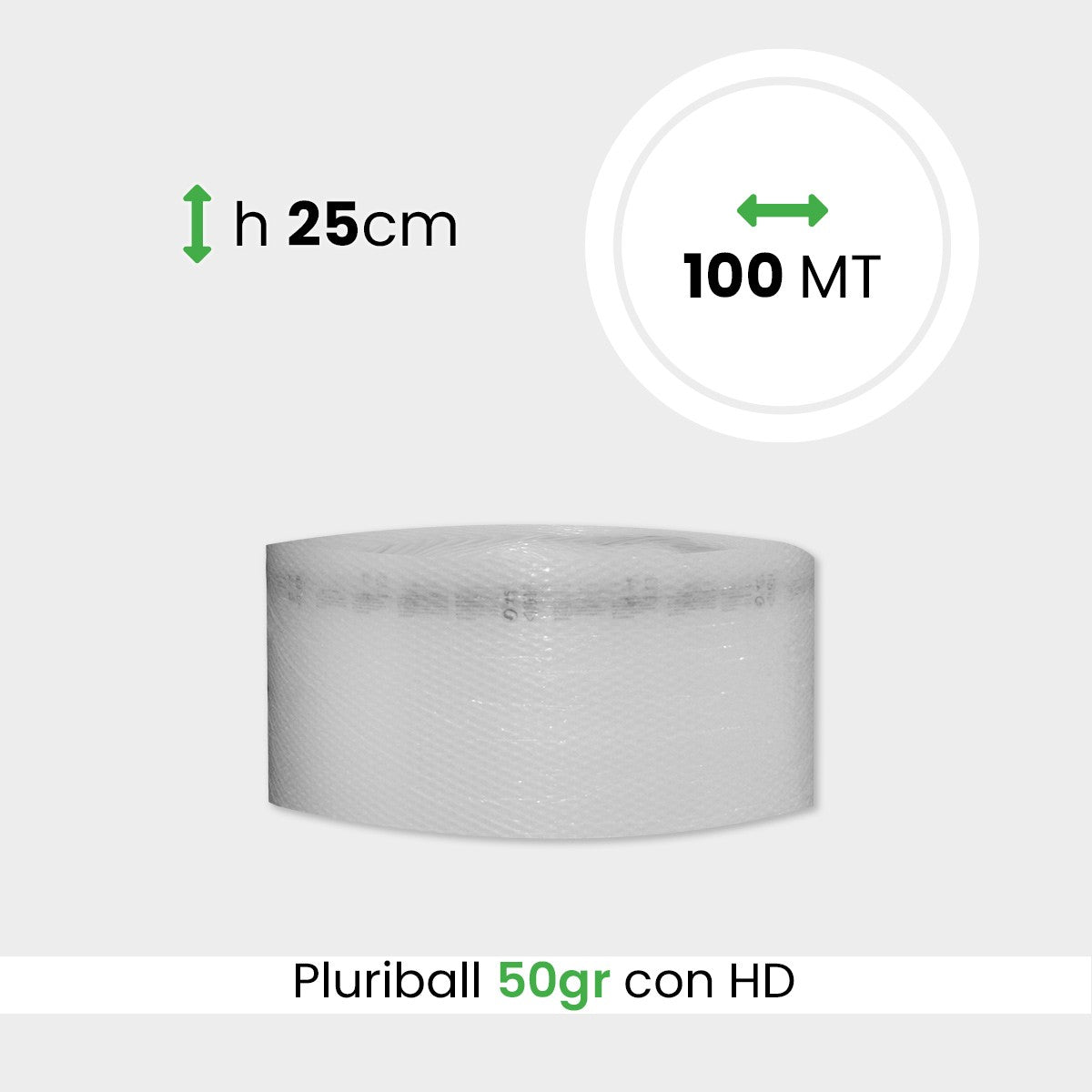 bobina di pluriball leggero rinforzato con HD altezza 25cm lunghezza 100m