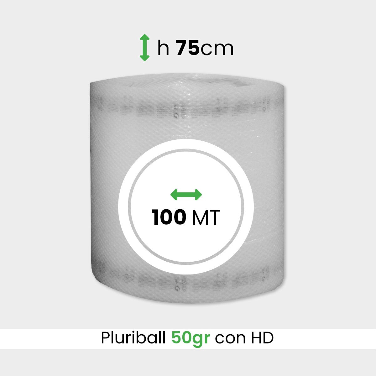 bobina di pluriball leggero rinforzato con HD altezza 75cm lunghezza 100m