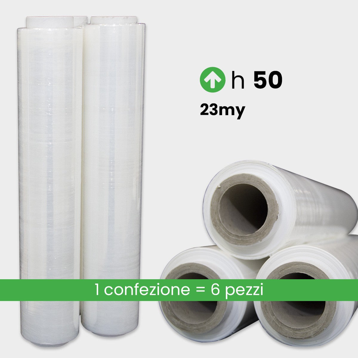 Rotolo Pellicola Estensibile Bianca 2,4 Kg - 50 Cm X 23 Micron Per Imballaggi - Foto 10