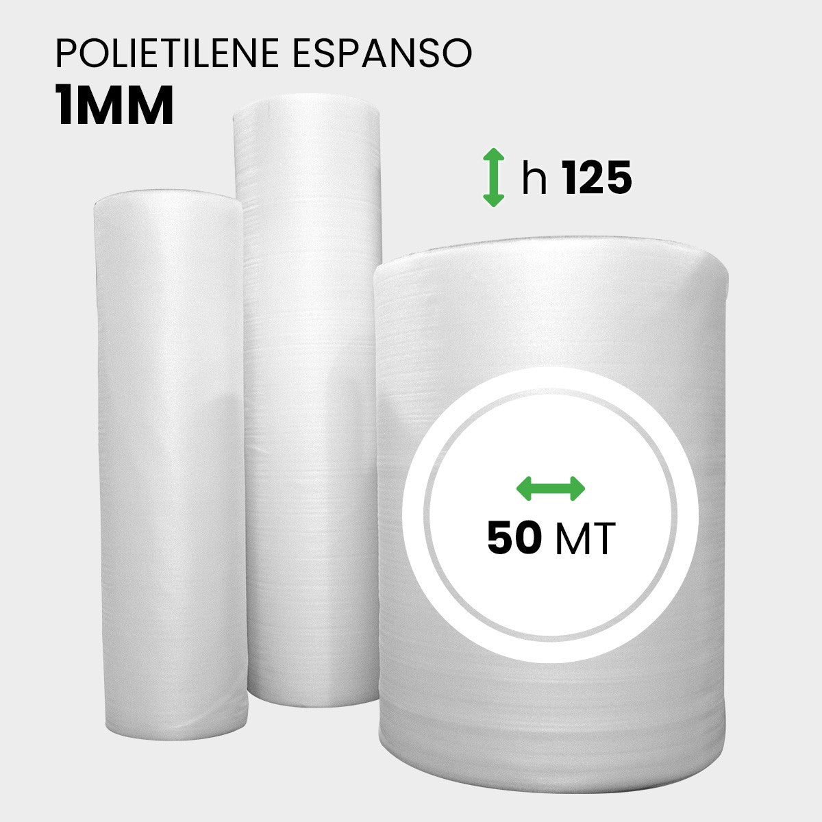 Rotolo Polietilene Espanso altezza 125 cm lunghezza 50 metri