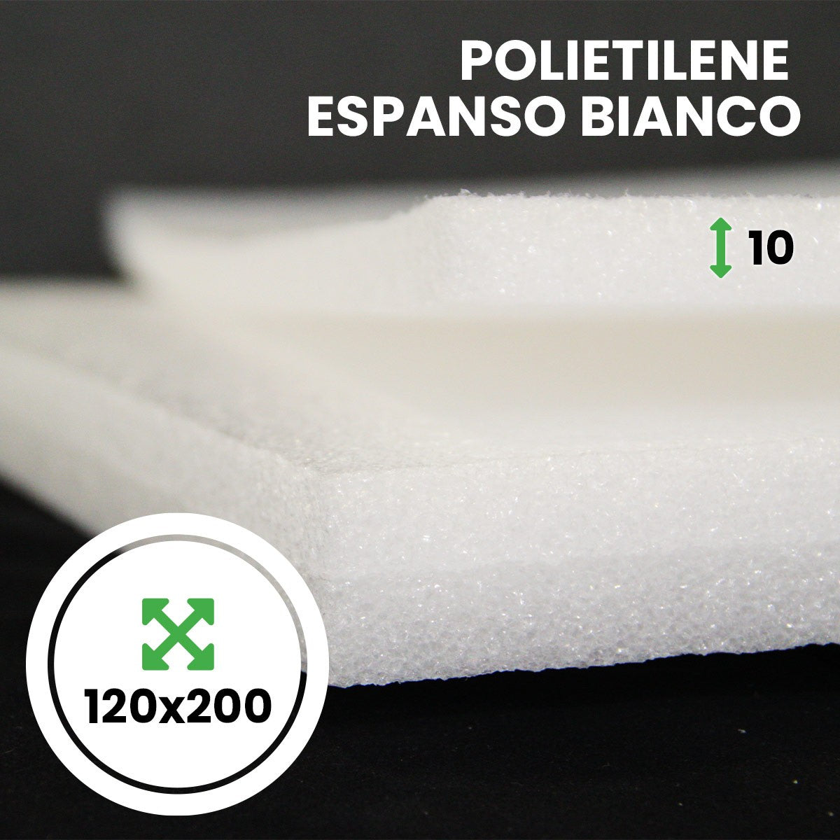 Pannello Espanso di polietilene Bianco altezza 120 lunghezza 200 cm spessore 10 mm