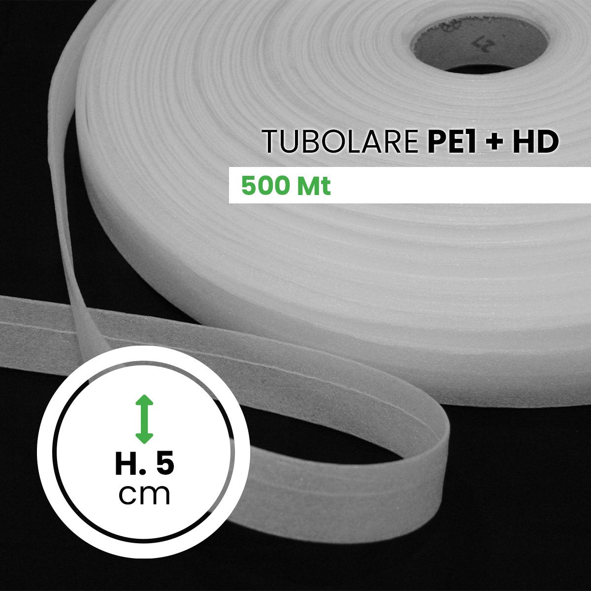 Bobina polietilene Espanso Tubolare + HD altezza 5 cm lunghezza 500 mt