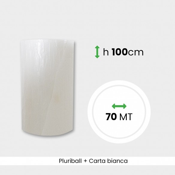 Bobina Pluriball con carta bianca altezza 100 cm lunghezza 70 mt