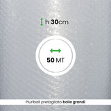 Rotolo Pluriball bolle grandi pretagliato altezza 30 cm lunghezza 50 mt