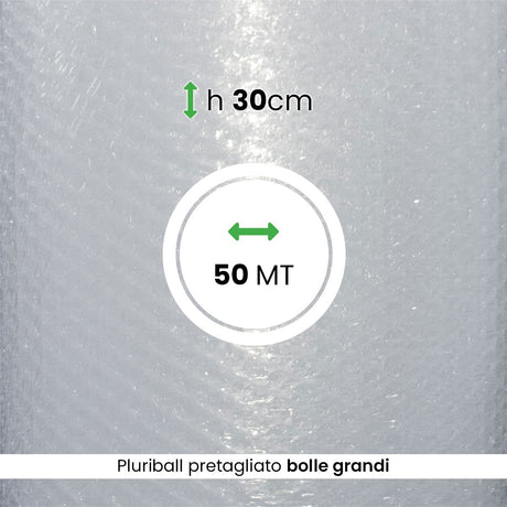 Rotolo Pluriball bolle grandi pretagliato altezza 30 cm lunghezza 50 mt