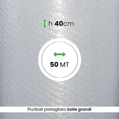 Rotolo Pluriball bolle grandi pretagliato altezza 40 cm lunghezza 50 mt