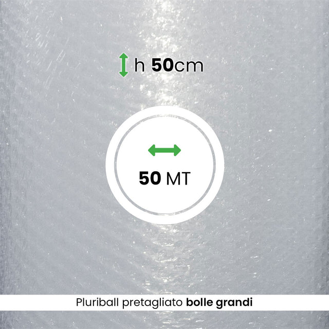 Rotolo Pluriball bolle grandi pretagliato altezza 50 cm lunghezza 50 mt