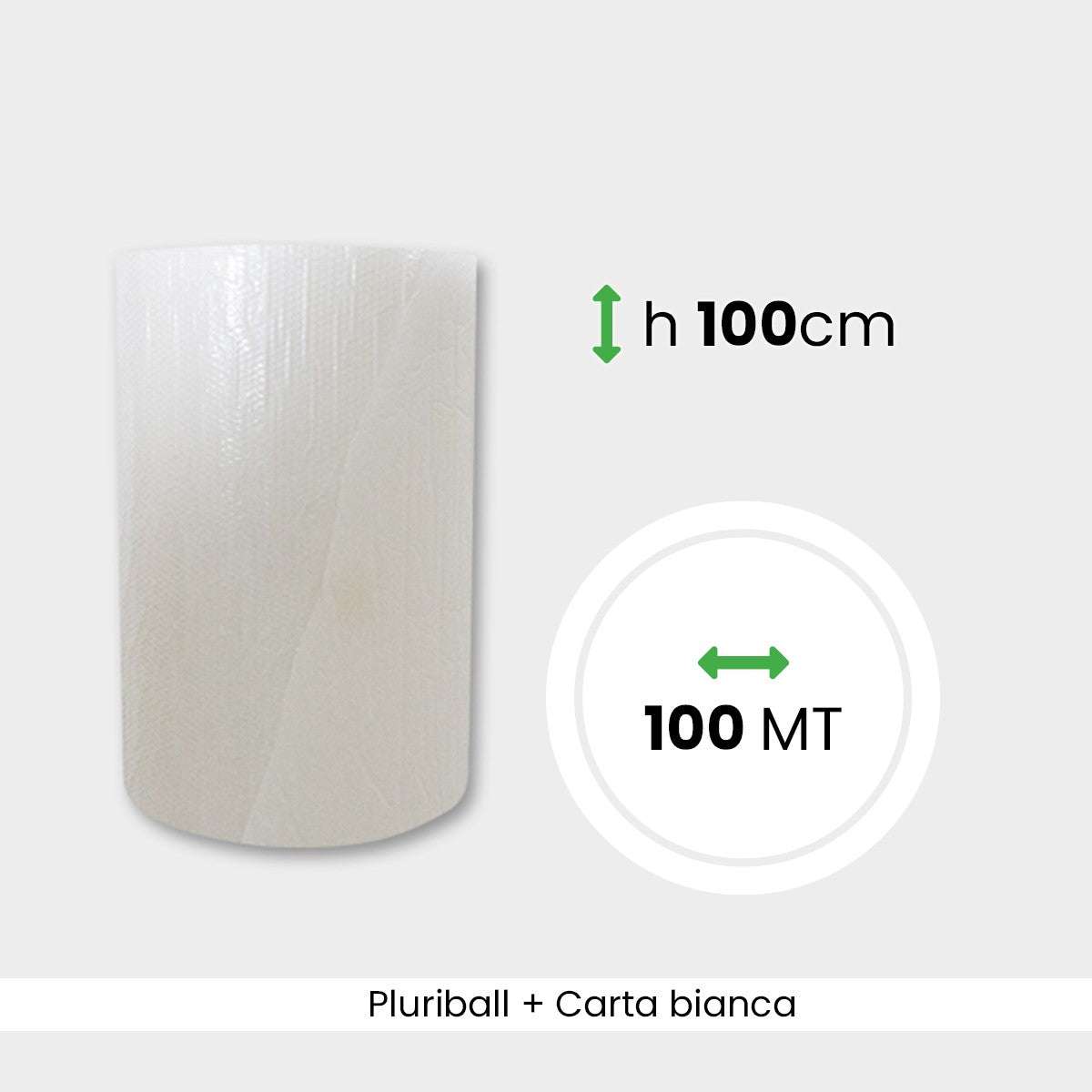 Pluriball accoppiato con Carta Bianca 140 gr H 100 cm