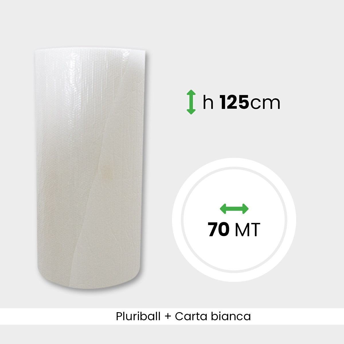 Pluriball accoppiato con Carta Bianca 140 gr H 125 cm