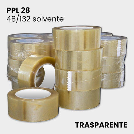 Nastro adesivo trasparente solvente PPL 28 altezza 48 mm lunghezza 132 metri