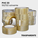 Nastro adesivo trasparente solvente PVC 33 altezza 50 mm lunghezza 132 metri