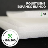 Pannello Espanso di polietilene Bianco altezza 120 lunghezza 200 cm spessore 30 mm