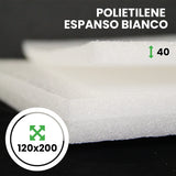 Pannello Espanso di polietilene Bianco altezza 120 lunghezza 200 cm spessore 40 mm