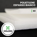 Pannello Espanso di polietilene Bianco altezza 120 lunghezza 200 cm spessore 60 mm
