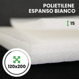 Pannello Espanso di polietilene Bianco altezza 120 lunghezza 200 cm spessore 15 mm