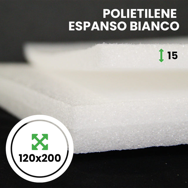Pannello Espanso di polietilene Bianco altezza 120 lunghezza 200 cm spessore 15 mm