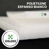 Pannello Espanso di polietilene Bianco altezza 120 lunghezza 200 cm spessore 15 mm