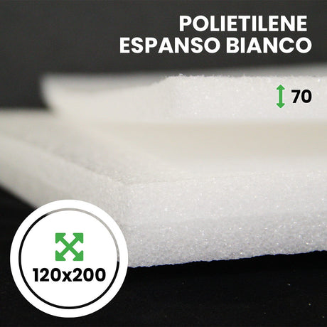 Polietilene Espanso in lastre Bianco altezza 120 cm x lunghezza 200 cm spessore 70 mm