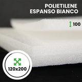 Polietilene Espanso in lastre Bianco altezza 120 cm x lunghezza 200 cm spessore 100 mm