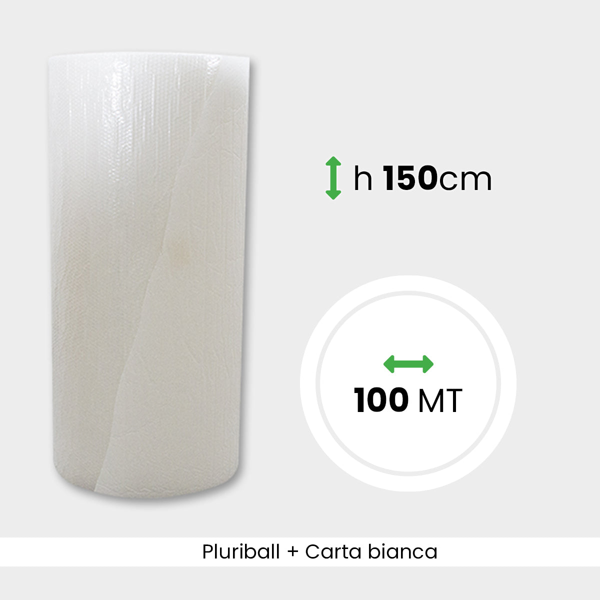 Pluriball accoppiato con Carta Bianca 140 gr H 150 cm